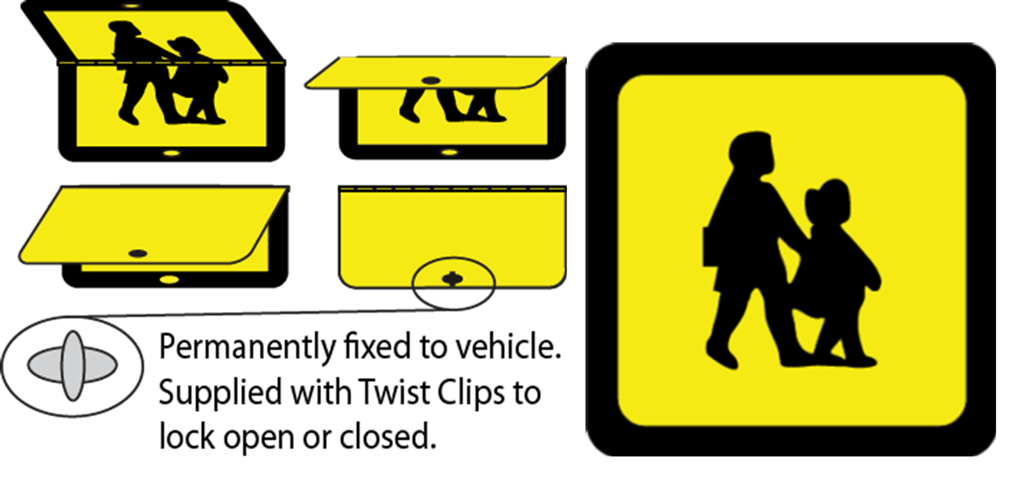 Steel rear folding hinged reflective school sign (large)